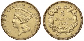 ESTERE - U.S.A. - 3 Dollari 1874 - Indiano Kr. 84 (AU g. 5) Da incastonatura

Da incastonatura

qBB