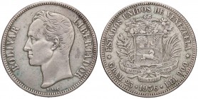 ESTERE - VENEZUELA - Repubblica (1823) - 5 Bolivares 1936 Kr. 24.2 AG

BB