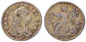 ZECCHE ITALIANE - NAPOLI - Carlo di Borbone (1734-1759) - Mezzo carlino 1758 P.R. 47; Mont. 85 AG

meglio di MB
