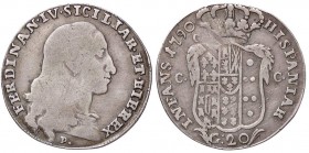 ZECCHE ITALIANE - NAPOLI - Ferdinando IV di Borbone (primo periodo, 1759-1799) - Tarì 1790 P.R. 80; Mont. 239 RR AG Sigle D/P, R/C C-C

Sigle D/P, R...