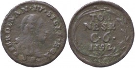 ZECCHE ITALIANE - NAPOLI - Ferdinando IV di Borbone (primo periodo, 1759-1799) - 6 Cavalli 1792 P.R. 133; Mont. 311 CU

qBB/BB