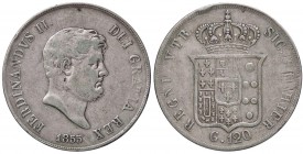 ZECCHE ITALIANE - NAPOLI - Ferdinando II di Borbone (1830-1859) - Piastra 1855 P.R. 84; Mont. 801/803 AG Colpetto

Colpetto

qBB