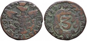 ZECCHE ITALIANE - PALERMO - Carlo II (1674-1700) - 3 Piccioli 1699 Spahr manca; MIR 498/1 CU

qBB