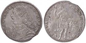 ZECCHE ITALIANE - PARMA - Ranuccio II Farnese (1646-1694) - Testone CNI 30/31; MIR 1038/1 R (AG g. 9,14) Minimi graffietti sulla guancia al D/, consue...