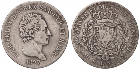 SAVOIA - Carlo Felice (1821-1831) - 5 Lire 1827 G Pag. 72; Mont. 64 AG

meglio di MB