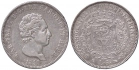SAVOIA - Carlo Felice (1821-1831) - 5 Lire 1830 T (P) Pag. 79a; Mont. 70 R AG

BB-SPL