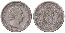 SAVOIA - Carlo Felice (1821-1831) - Lira 1827 T Pag. 102; Mont. 95 AG

meglio di MB