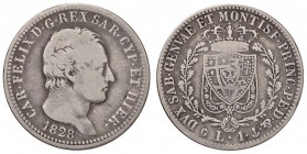 SAVOIA - Carlo Felice (1821-1831) - Lira 1828 G Pag. 103; Mont. 99 AG

MB
