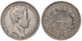 SAVOIA - Carlo Alberto (1831-1849) - Lira 1845 T Pag. 310; Mont. 185 R AG Segnetto sulla fronte

Segnetto sulla fronte

qBB/BB