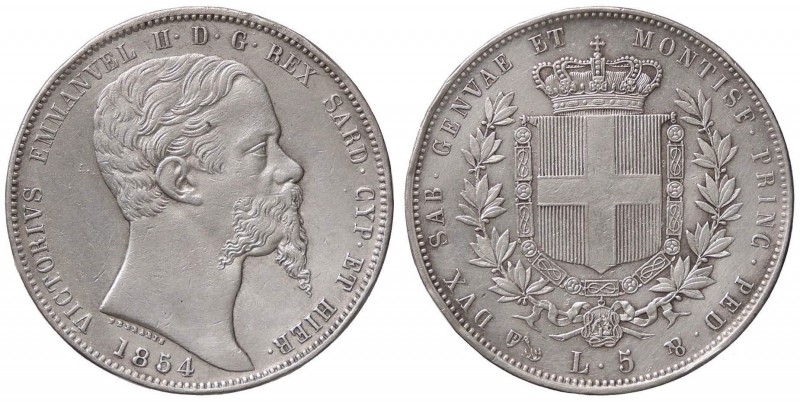 SAVOIA - Vittorio Emanuele II (1849-1861) - 5 Lire 1854 G Pag. 377; Mont. 49 R A...