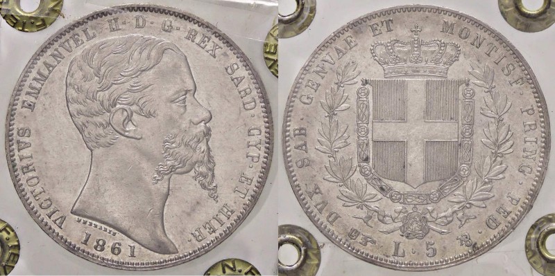 SAVOIA - Vittorio Emanuele II (1849-1861) - 5 Lire 1861 T Pag. 390; Mont. 61 RR ...