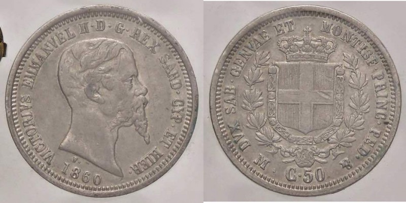 SAVOIA - Vittorio Emanuele II (1849-1861) - 50 Centesimi 1860 M Pag. 427; Mont. ...