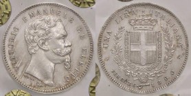SAVOIA - Vittorio Emanuele II Re eletto (1859-1861) - Lira 1860 F Pag. 441a; Mont. 117 AG Mano con scettro e titolatura oltre la barba Sigillata Emili...