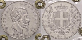 SAVOIA - Vittorio Emanuele II Re d'Italia (1861-1878) - 5 Lire 1861 T Pag. 482; Mont. 163 RR AG Sigillata Gianfranco Erpini senza conservazione

Sig...