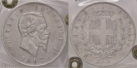 SAVOIA - Vittorio Emanuele II Re d'Italia (1861-1878) - 5 Lire 1862 N Pag. 483; Mont. 165 R AG Sigillata Gianfranco Erpini senza conservazione

Sigi...