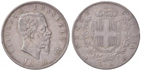 SAVOIA - Vittorio Emanuele II Re d'Italia (1861-1878) - 5 Lire 1865 N Pag. 486; Mont. 168 R AG

bel BB