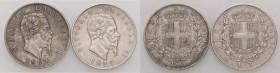 SAVOIA - Vittorio Emanuele II Re d'Italia (1861-1878) - 5 Lire 1869 M e 1877 R Mont. 171/189 AG Lotto di 2 monete

Lotto di 2 monete

med. BB