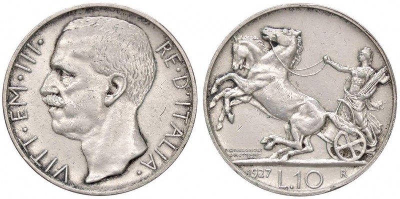 SAVOIA - Vittorio Emanuele III (1900-1943) - 10 Lire 1927 * Biga Pag. 692; Mont....