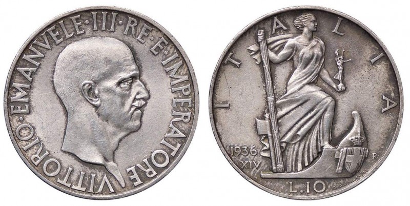 SAVOIA - Vittorio Emanuele III (1900-1943) - 10 Lire 1936 XIV Impero Pag. 700; M...
