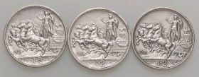 SAVOIA - Vittorio Emanuele III (1900-1943) - 2 Lire 1914÷16 Quadriga Briosa Pag. 737÷739; Mont. 154÷156 AG

BB÷SPL