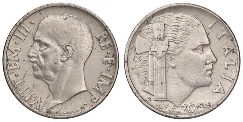 SAVOIA - Vittorio Emanuele III (1900-1943) - 20 Centesimi 1936 XIV Impero Pag. 8...