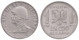 SAVOIA - Albania - 0,50 Lek 1940 XVIII Pag. 1000; Mont. 499 AC

SPL