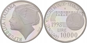 REPUBBLICA ITALIANA - Repubblica Italiana (monetazione in lire) (1946-2001) - 10.000 Lire 1998 - Mondiali di calcio Mont. 55bis R AG In confezione

...