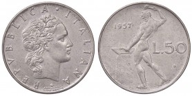 REPUBBLICA ITALIANA - Repubblica Italiana (monetazione in lire) (1946-2001) - 50 Lire 1957 Mont. 13 NC AC Ex asta Nomisma 34, lotto 2101 - Sigillata E...