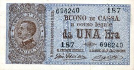 CARTAMONETA - BUONI DI CASSA - Vittorio Emanuele III (1900-1943) - Lira 28/12/1917 - Serie 161-200 Alfa 13; Lireuro 3C Giu. Dell'Ara/Righetti

Giu. ...