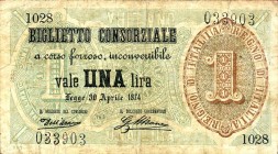 CARTAMONETA - CONSORZIALI - Biglietti Consorziali - Lira 30/04/1874 Gav. 2 Dell'Ara/Mirone

Dell'Ara/Mirone - 

qBB
