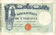 CARTAMONETA - BANCA d'ITALIA - Vittorio Emanuele III (1900-1943) - 50 Lire - Barbetti con matrice 05/08/1925 Alfa 156; Lireuro 3/42 R Stringher/Sacchi...