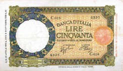 CARTAMONETA - BANCA d'ITALIA - Vittorio Emanuele III (1900-1943) - 50 Lire - Lupa 29/04/1940 - I° Tipo Alfa 242; Lireuro 6M Azzolini/Urbini

Azzolin...
