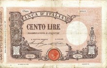 CARTAMONETA - BANCA d'ITALIA - Vittorio Emanuele III (1900-1943) - 100 Lire - Barbetti con matrice 02/01/1912 Alfa 285; Lireuro 15/13 Stringher/Sacchi...