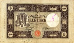 CARTAMONETA - BANCA d'ITALIA - Vittorio Emanuele III (1900-1943) - 1.000 Lire - Barbetti (decreto) 08/08/1926 Alfa 605; Lireuro 42O RRR Stringher/Sacc...