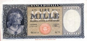 CARTAMONETA - BANCA d'ITALIA - Repubblica Italiana (monetazione in lire) (1946-2001) - 1.000 Lire - Medusa 20/03/1947 Alfa 695; Lireuro 54A Einaudi/Ur...