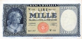 CARTAMONETA - BANCA d'ITALIA - Repubblica Italiana (monetazione in lire) (1946-2001) - 1.000 Lire - Medusa 20/03/1947 Alfa 695sp; Lireuro 54Aa RRR Sos...