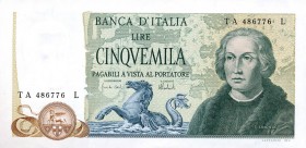 CARTAMONETA - BANCA d'ITALIA - Repubblica Italiana (monetazione in lire) (1946-2001) - 5.000 Lire - Colombo 2° tipo 11/04/1973 Alfa 802; Lireuro 67B C...