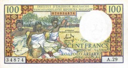 CARTAMONETA ESTERA - MADAGASCAR - Repubblica - 100 Franchi 1966 Pick 57

SPL