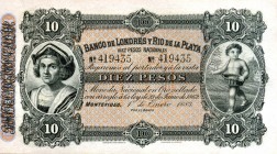 CARTAMONETA ESTERA - URUGUAY - Repubblica (1830) - 10 Pesos 01/01/1883

qFDS