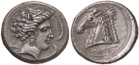 FALSI (da studio, moderni, ecc.) - Falsi (da studio, moderni, ecc.) - Siculo-Puniche - Tetradracma - Testa di Persefone a d. attorniata quattro da del...