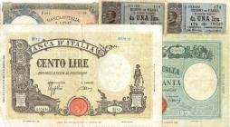 LOTTI - Cartamoneta-Italiana 100 e 50 lire (2 diversi) 1943, lira 1914 e 1917 Lotto di 5 biglietti

Lotto di 5 biglietti

MB÷qBB