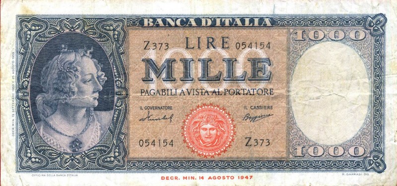 LOTTI - Cartamoneta-Italiana 10000 lire Volta (2, 1 falso da studio), 1000 l. M....