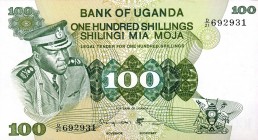 LOTTI - Cartamoneta-Estera UGANDA - Lotto di 24 biglietti il 5000 scellini del 1985 è BB+, il 100 scellini del 1979 è BB, le altre 22 sono tutte qFDS-...