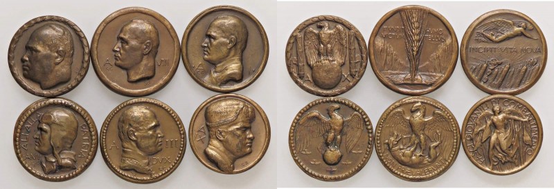 LOTTI - Medaglie FASCISTE - Lotto di 6 medaglie con l'effige di Mussolini

med...