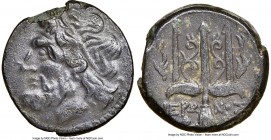 SICILY. Syracuse. Hieron II (ca. 275-215 BC). AE litra (20mm, 4h). NGC Choice VF. Head of Poseidon left, wearing taenia / ΙΕΡ-ΩΝΟΣ/Ω-Φ, trident head, ...