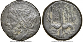 SICILY. Syracuse. Hieron II (ca. 275-215 BC). AE litra (19mm, 7h). NGC Choice VF. Head of Poseidon left, wearing taenia / ΙΕΡ-ΩΝΟΣ, trident head, dolp...