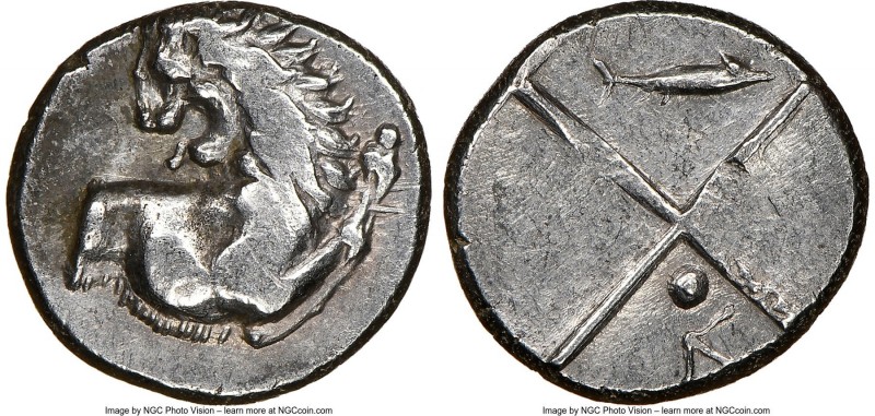 THRACE. Chersonesus. 4th century BC. AR hemidrachm (14mm). NGC VF. Forepart of l...