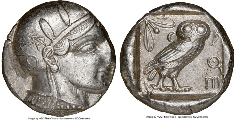 ATTICA. Athens. Ca. 455-440 BC. AR tetradrachm (24mm, 17.17 gm, 4h). NGC AU 4/5 ...