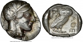 ATTICA. Athens. Ca. 440-404 BC. AR tetradrachm (26mm, 17.20 gm, 5h). NGC Choice AU 5/5 - 5/5. Mid-mass coinage issue. Head of Athena right, wearing cr...