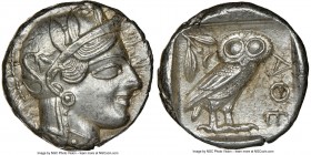ATTICA. Athens. Ca. 440-404 BC. AR tetradrachm (24mm, 17.21 gm, 1h). NGC Choice AU 5/5 - 4/5. Mid-mass coinage issue. Head of Athena right, wearing cr...